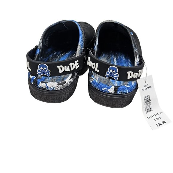 Brand unknown Kids Cool Dude Skull Clogs  Black & Blue Slip-On Shoes Rubber‎ - Picture 3 of 6